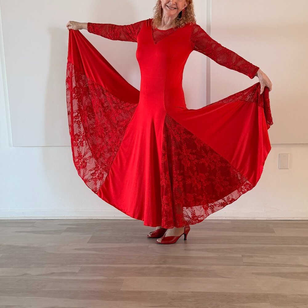 Valentine Red Dance America? (No Tags) Sz M-L Smooth Ballroom Dress